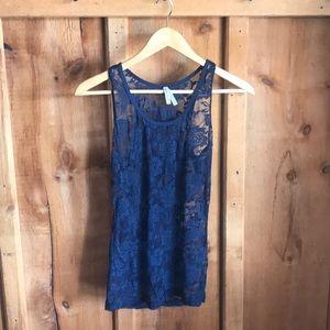 Navy blue lace top